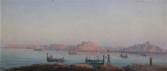 Luigi Maria Galea (1847-1917) Views of Valetta Harbour, Malta, 5.75 x 13.25in.